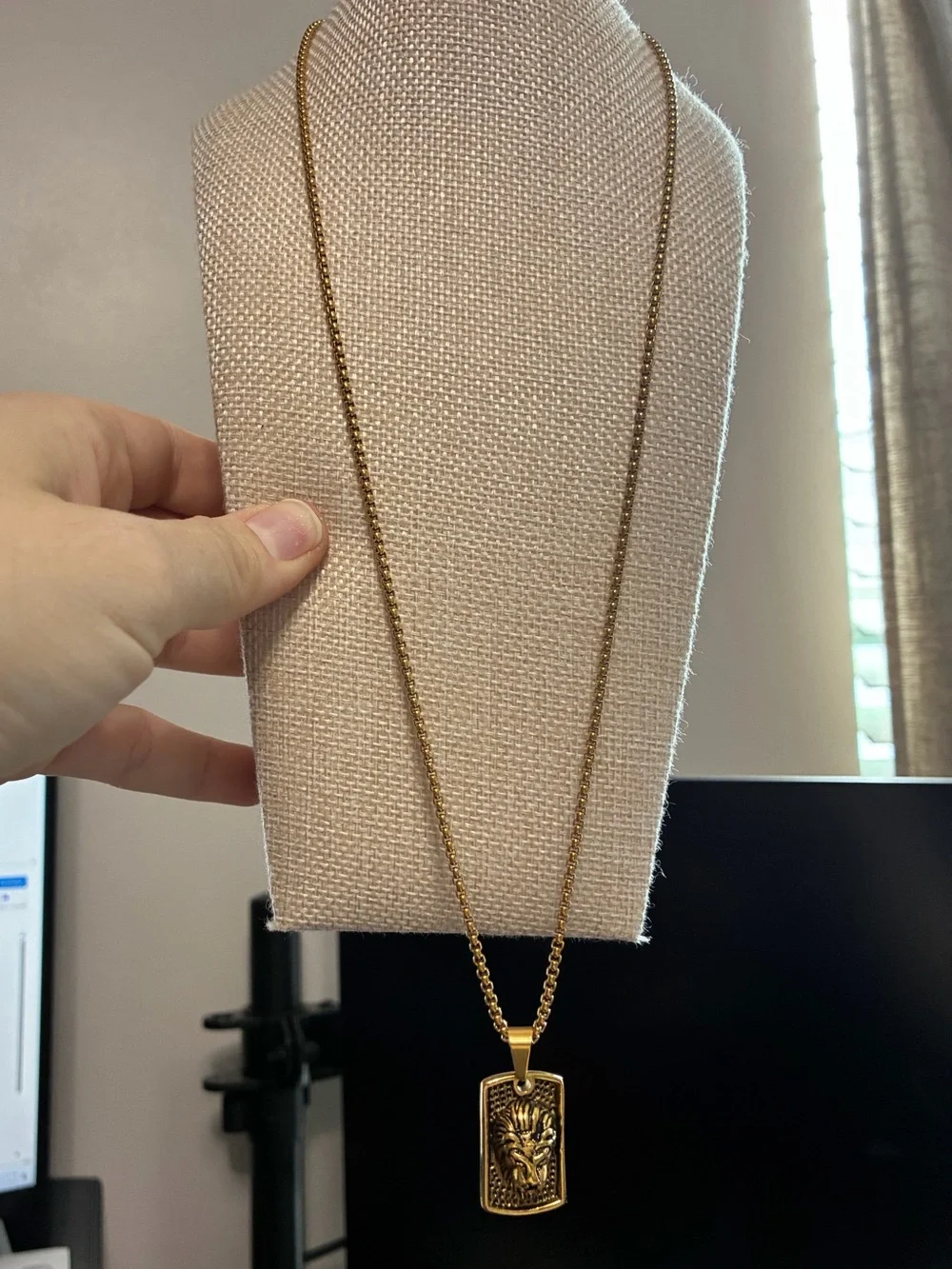 Gold Pendant Dog Tag Necklace - stainless steel -Non Tarnish